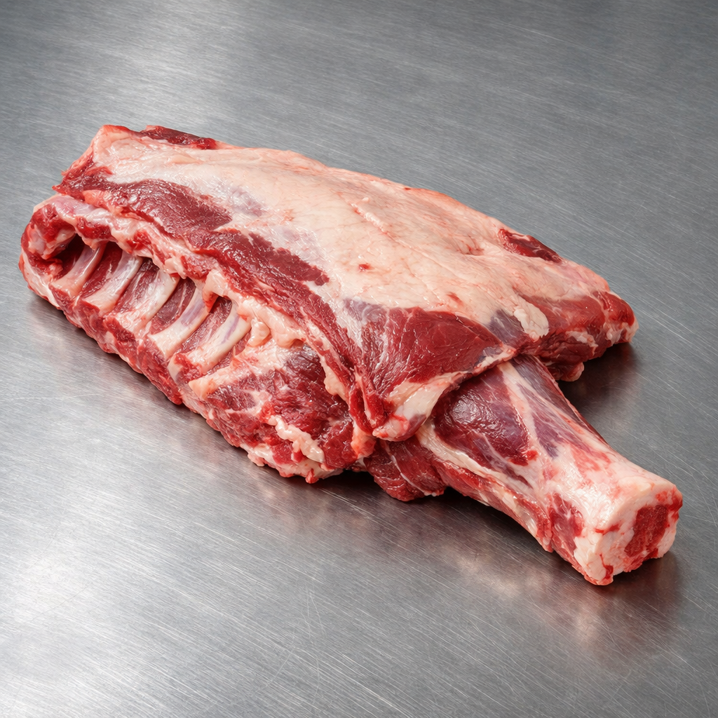 Whole, uncut lamb breast and shank primal